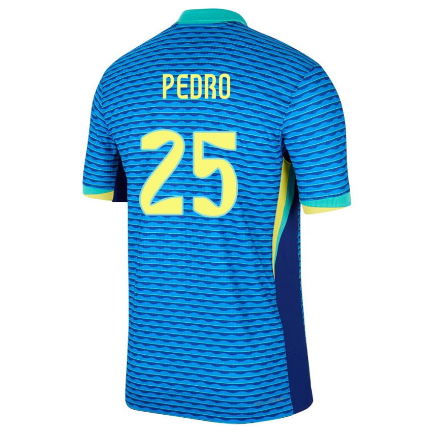 Dame Brasil Pedro #25 Blå Bortetrøye Drakt Trøye 24-26 Skjorter T-Skjorte