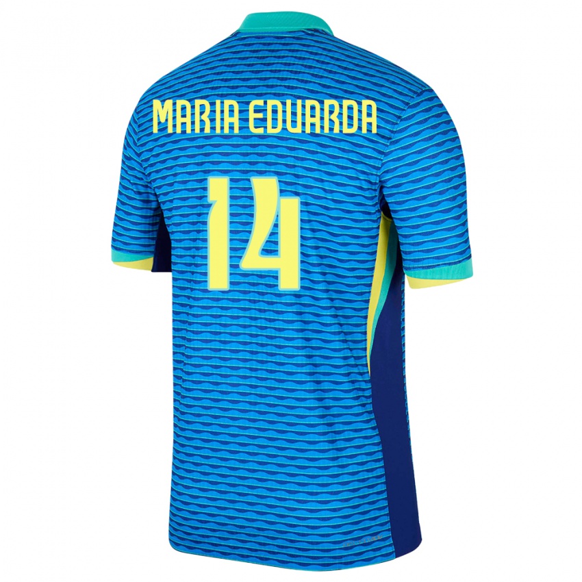 Dame Brasil Maria Eduarda #14 Blå Bortetrøye Drakt Trøye 24-26 Skjorter T-Skjorte