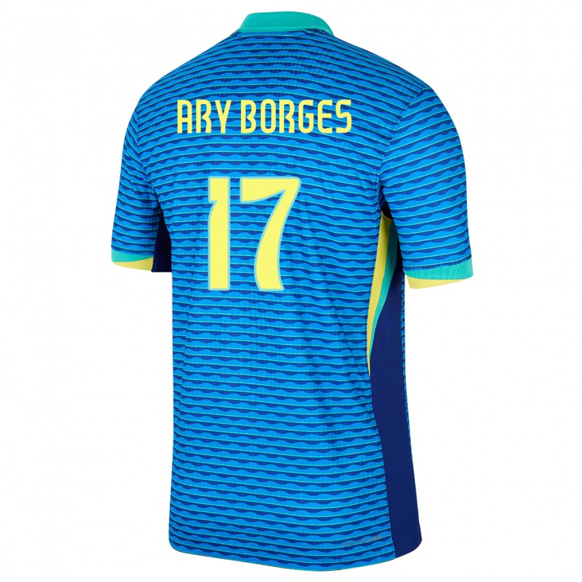 Dame Brasil Ary Borges #17 Blå Bortetrøye Drakt Trøye 24-26 Skjorter T-Skjorte