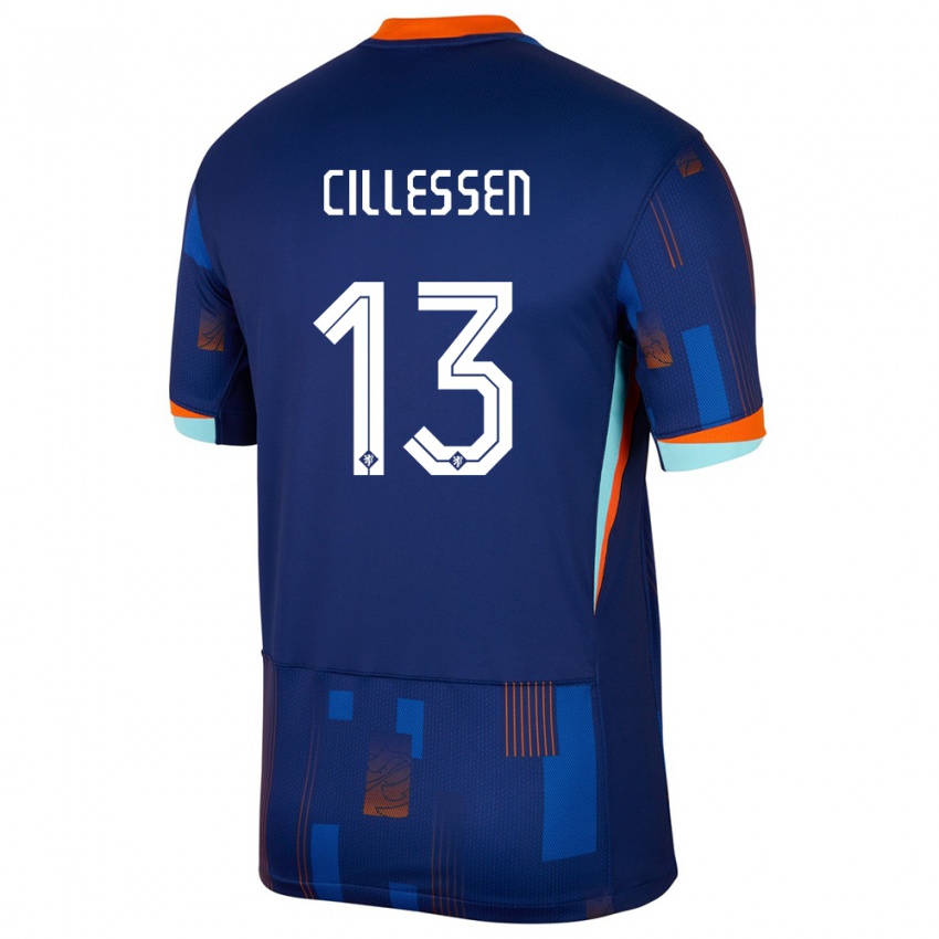 Dame Nederland Jasper Cillessen #13 Blå Bortetrøye Drakt Trøye 24-26 Skjorter T-Skjorte