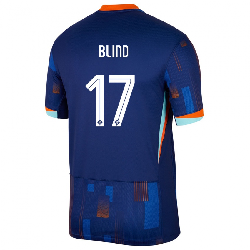 Dame Nederland Daley Blind #17 Blå Bortetrøye Drakt Trøye 24-26 Skjorter T-Skjorte