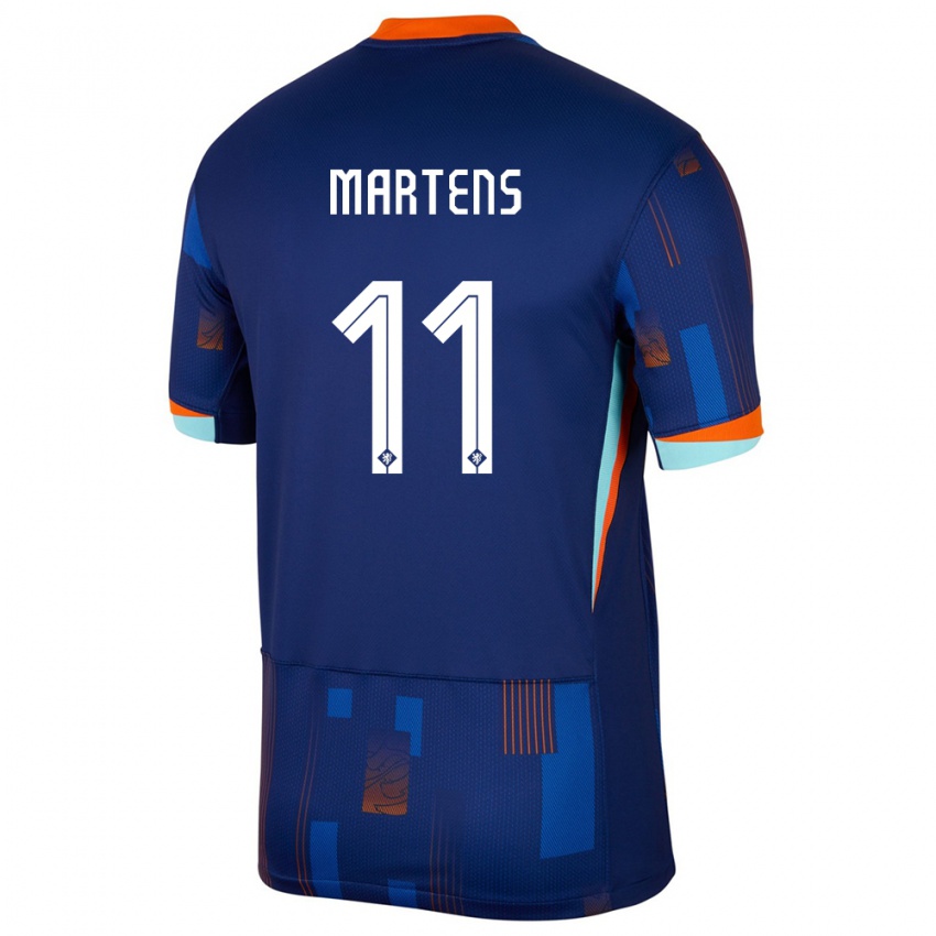 Dame Nederland Lieke Martens #11 Blå Bortetrøye Drakt Trøye 24-26 Skjorter T-Skjorte