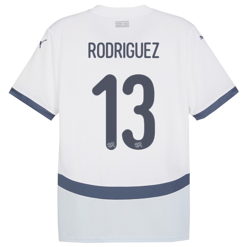 Dame Sveits Ricardo Rodriguez #13 Hvit Bortetrøye Drakt Trøye 24-26 Skjorter T-Skjorte