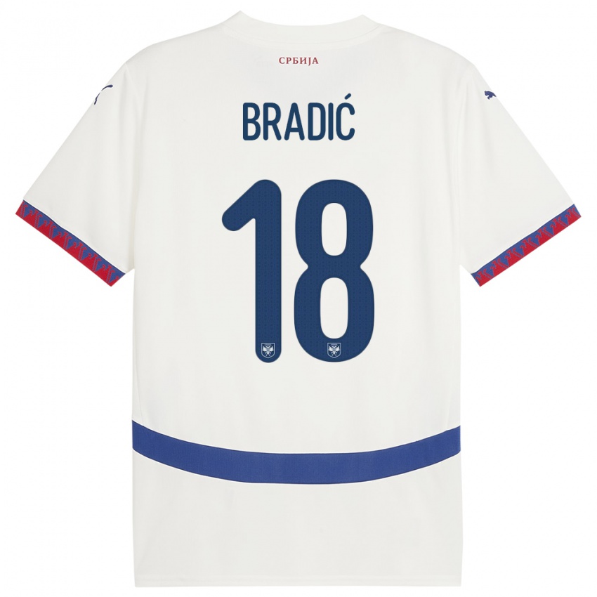 Dame Serbia Biljana Bradic #18 Hvit Bortetrøye Drakt Trøye 24-26 Skjorter T-Skjorte