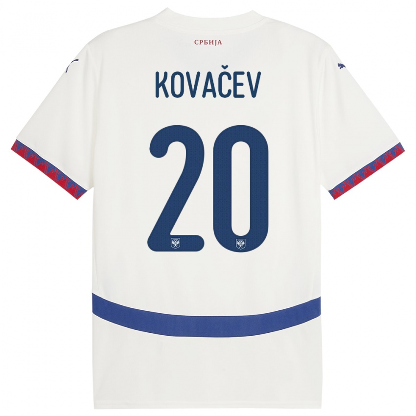 Dame Serbia Milan Kovacev #20 Hvit Bortetrøye Drakt Trøye 24-26 Skjorter T-Skjorte