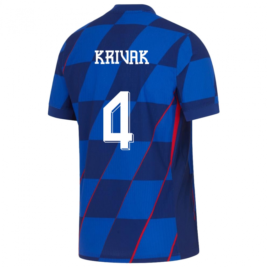 Dame Kroatia Fabijan Krivak #4 Blå Bortetrøye Drakt Trøye 24-26 Skjorter T-Skjorte