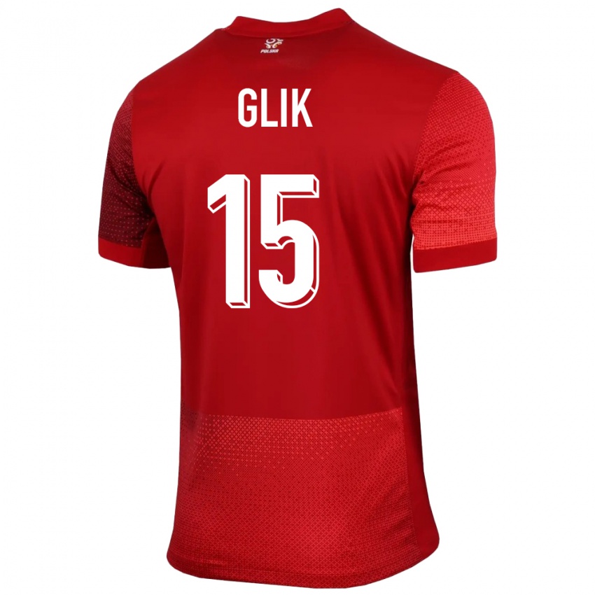 Dame Polen Kamil Glik #15 Rød Bortetrøye Drakt Trøye 24-26 Skjorter T-Skjorte