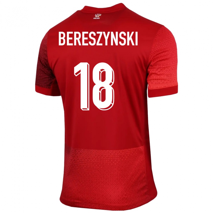 Dame Polen Bartosz Bereszynski #18 Rød Bortetrøye Drakt Trøye 24-26 Skjorter T-Skjorte
