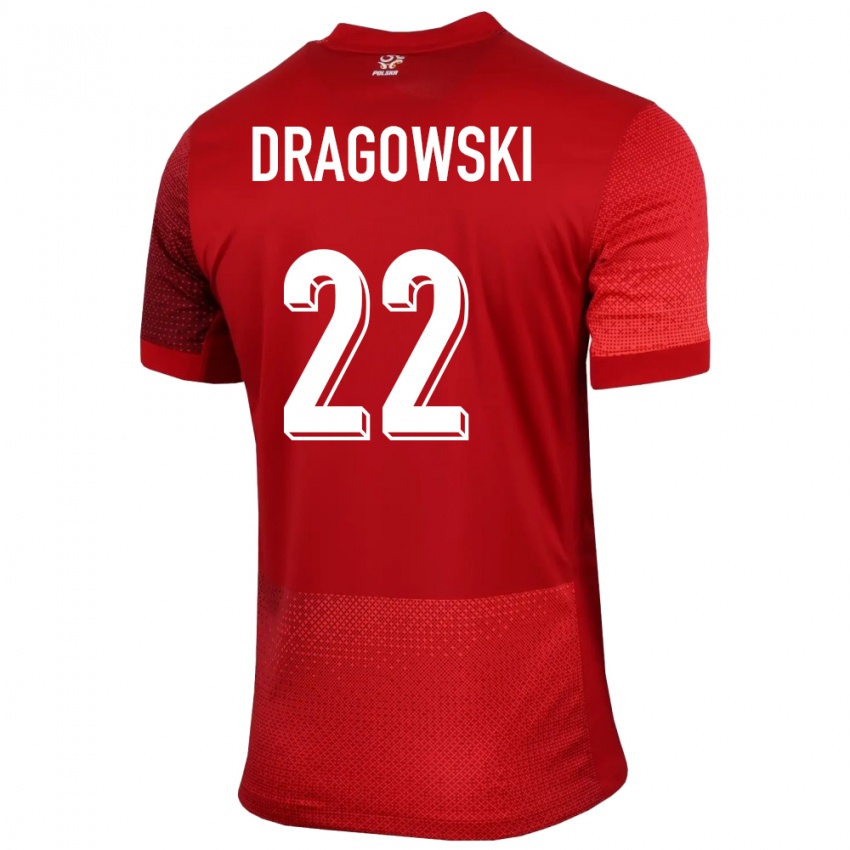 Dame Polen Bartlomiej Dragowski #22 Rød Bortetrøye Drakt Trøye 24-26 Skjorter T-Skjorte