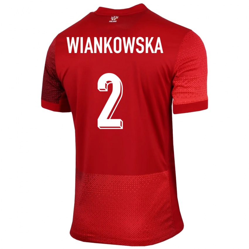 Dame Polen Martyna Wiankowska #2 Rød Bortetrøye Drakt Trøye 24-26 Skjorter T-Skjorte