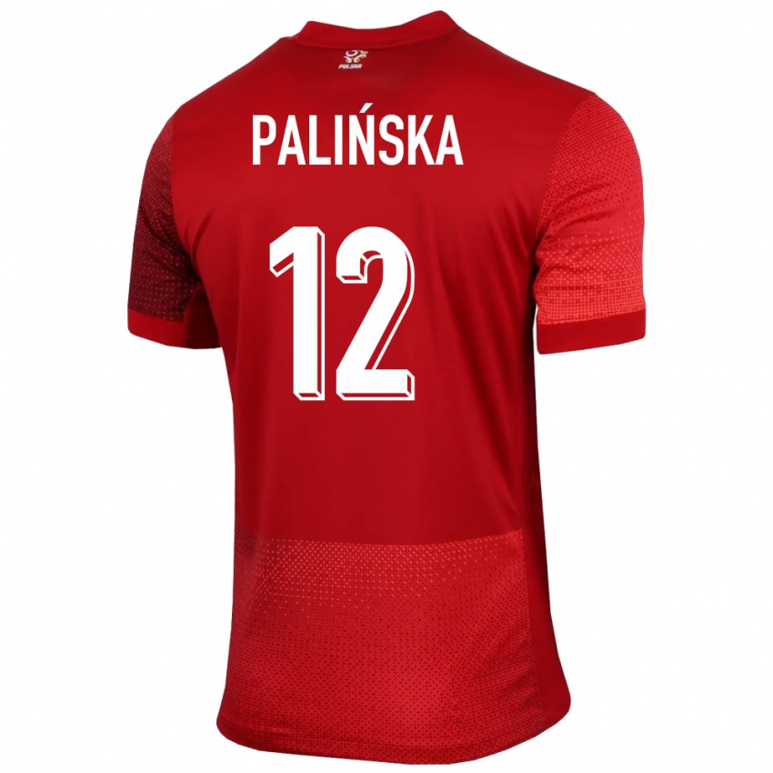 Dame Polen Anna Palinska #12 Rød Bortetrøye Drakt Trøye 24-26 Skjorter T-Skjorte