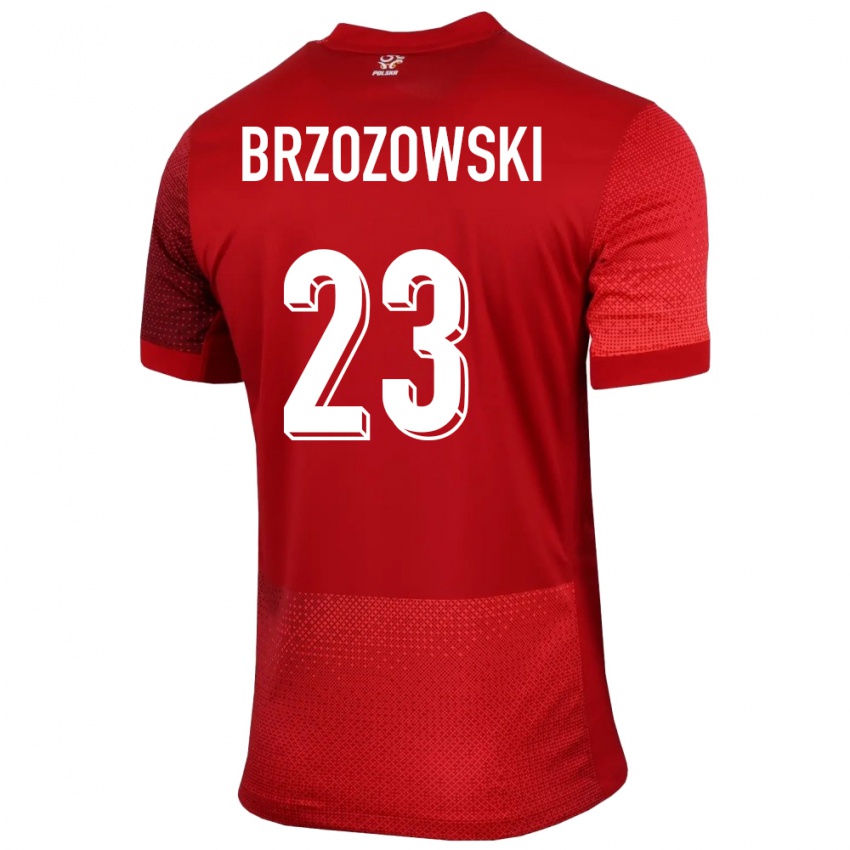 Dame Polen Milosz Brzozowski #23 Rød Bortetrøye Drakt Trøye 24-26 Skjorter T-Skjorte