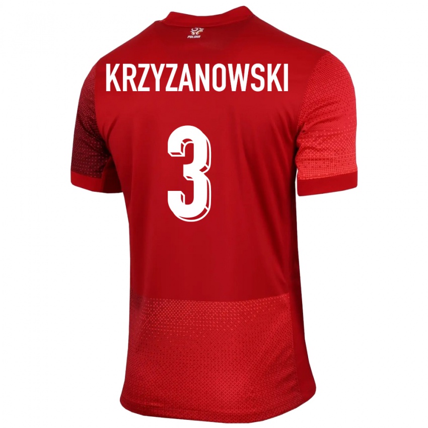 Dame Polen Jakub Krzyzanowski #3 Rød Bortetrøye Drakt Trøye 24-26 Skjorter T-Skjorte