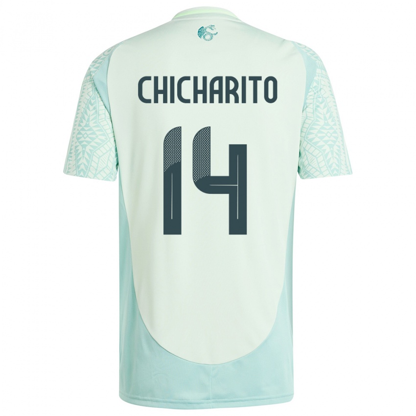 Dame Mexico Chicharito #14 Lin Grønn Bortetrøye Drakt Trøye 24-26 Skjorter T-Skjorte