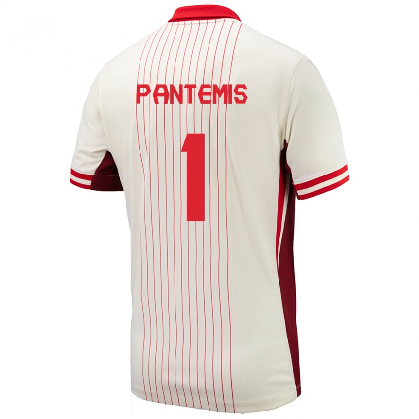 Dame Canada James Pantemis #1 Hvit Bortetrøye Drakt Trøye 24-26 Skjorter T-Skjorte