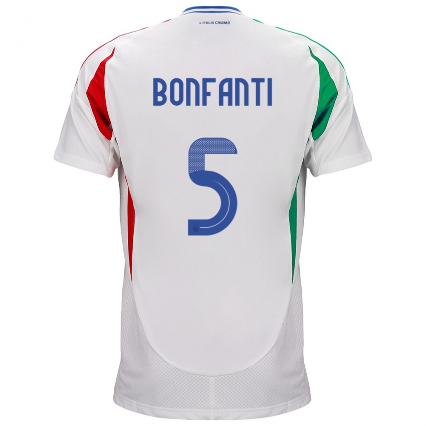 Dame Italia Giovanni Bonfanti #5 Hvit Bortetrøye Drakt Trøye 24-26 Skjorter T-Skjorte
