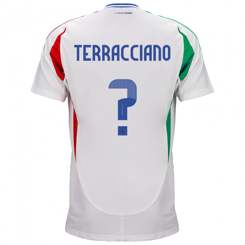 Dame Italia Filippo Terracciano #0 Hvit Bortetrøye Drakt Trøye 24-26 Skjorter T-Skjorte