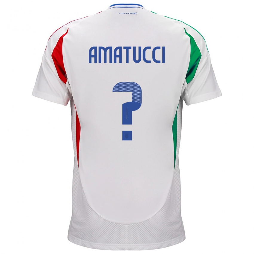 Dame Italia Lorenzo Amatucci #0 Hvit Bortetrøye Drakt Trøye 24-26 Skjorter T-Skjorte