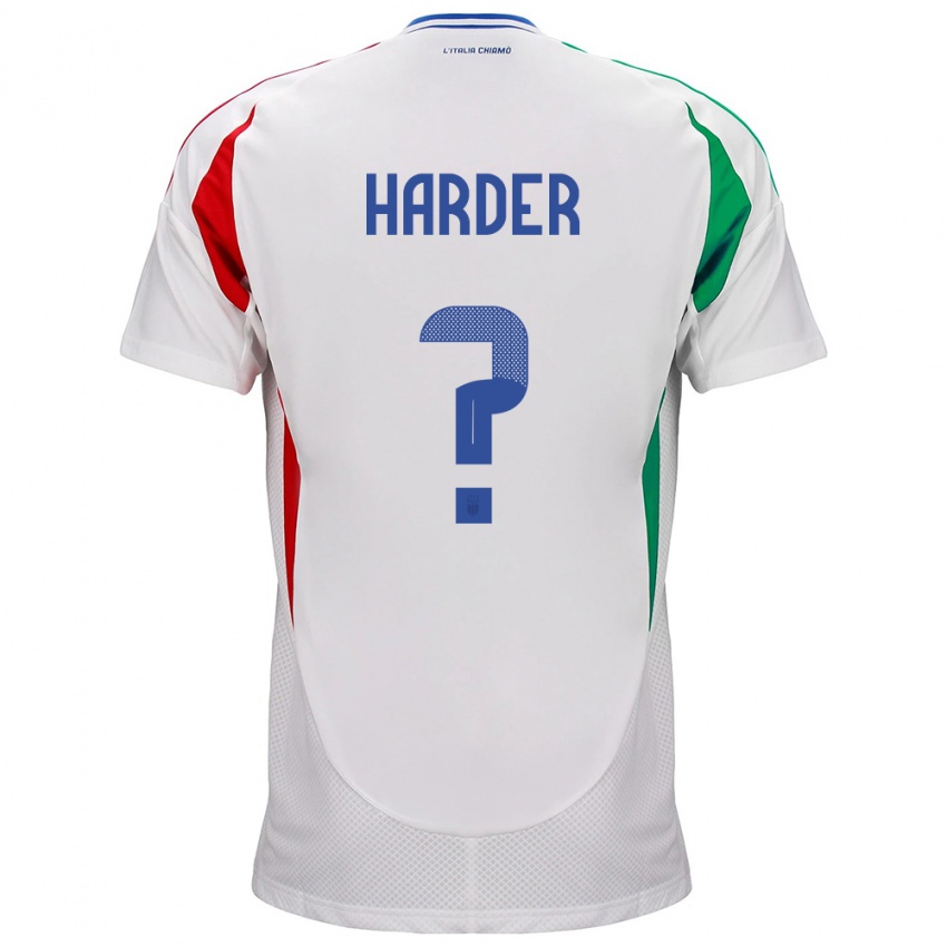 Dame Italia Jonas Harder #0 Hvit Bortetrøye Drakt Trøye 24-26 Skjorter T-Skjorte