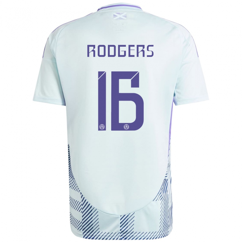 Dame Skottland Amy Rodgers #16 Lys Mynteblå Bortetrøye Drakt Trøye 24-26 Skjorter T-Skjorte