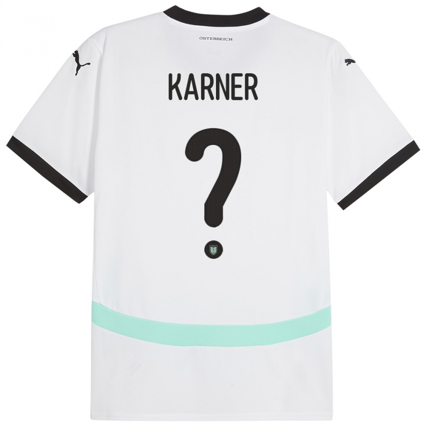 Dame Østerrike Jan Karner #0 Hvit Bortetrøye Drakt Trøye 24-26 Skjorter T-Skjorte