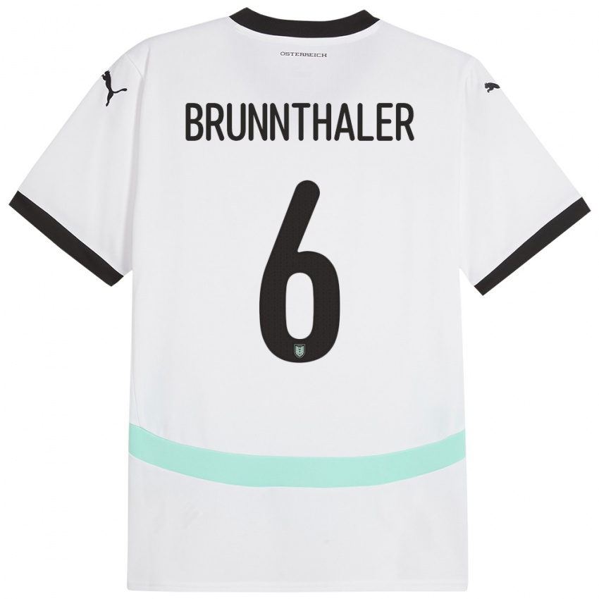 Dame Østerrike Melanie Brunnthaler #6 Hvit Bortetrøye Drakt Trøye 24-26 Skjorter T-Skjorte