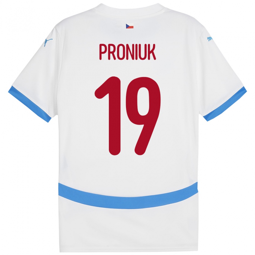 Dame Tsjekkia Adam Proniuk #19 Hvit Bortetrøye Drakt Trøye 24-26 Skjorter T-Skjorte