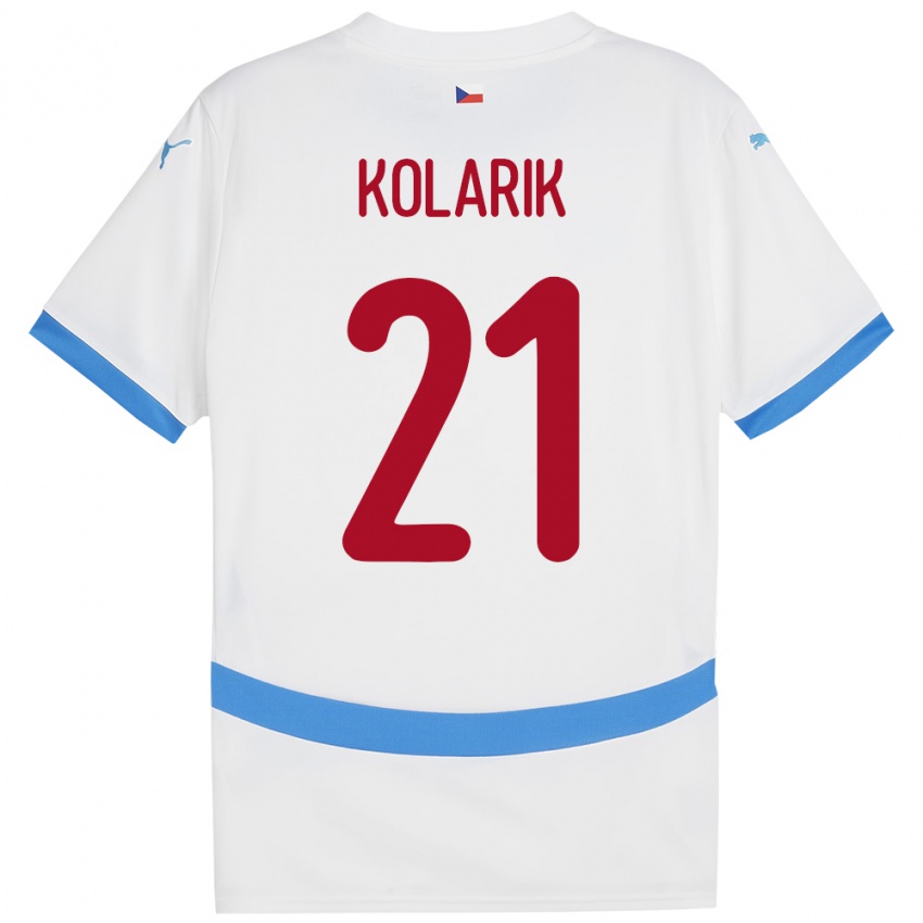 Dame Tsjekkia Josef Kolarik #21 Hvit Bortetrøye Drakt Trøye 24-26 Skjorter T-Skjorte