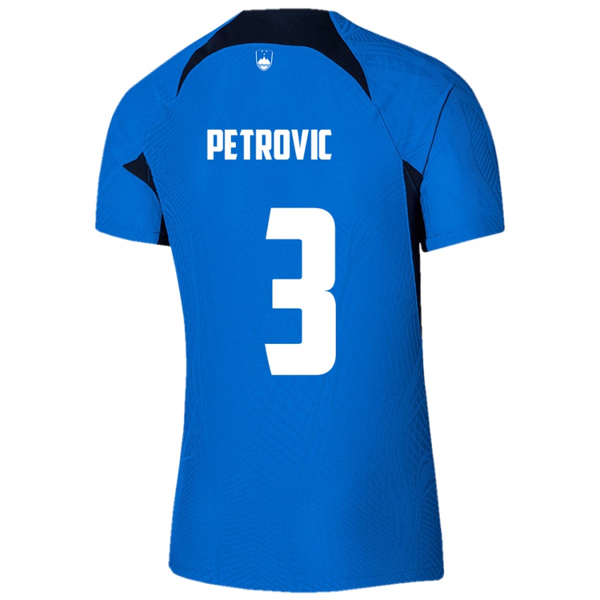 Dame Slovenia Zan Petrovic #3 Blå Bortetrøye Drakt Trøye 24-26 Skjorter T-Skjorte