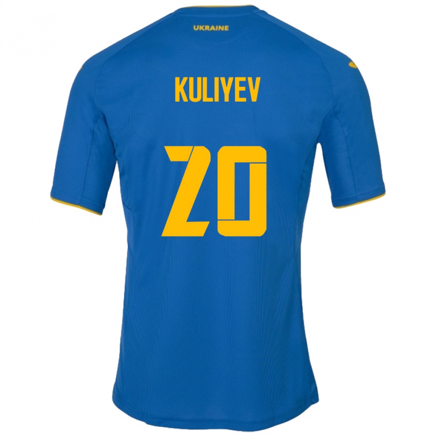 Dame Ukraina Eldar Kuliyev #20 Blå Bortetrøye Drakt Trøye 24-26 Skjorter T-Skjorte