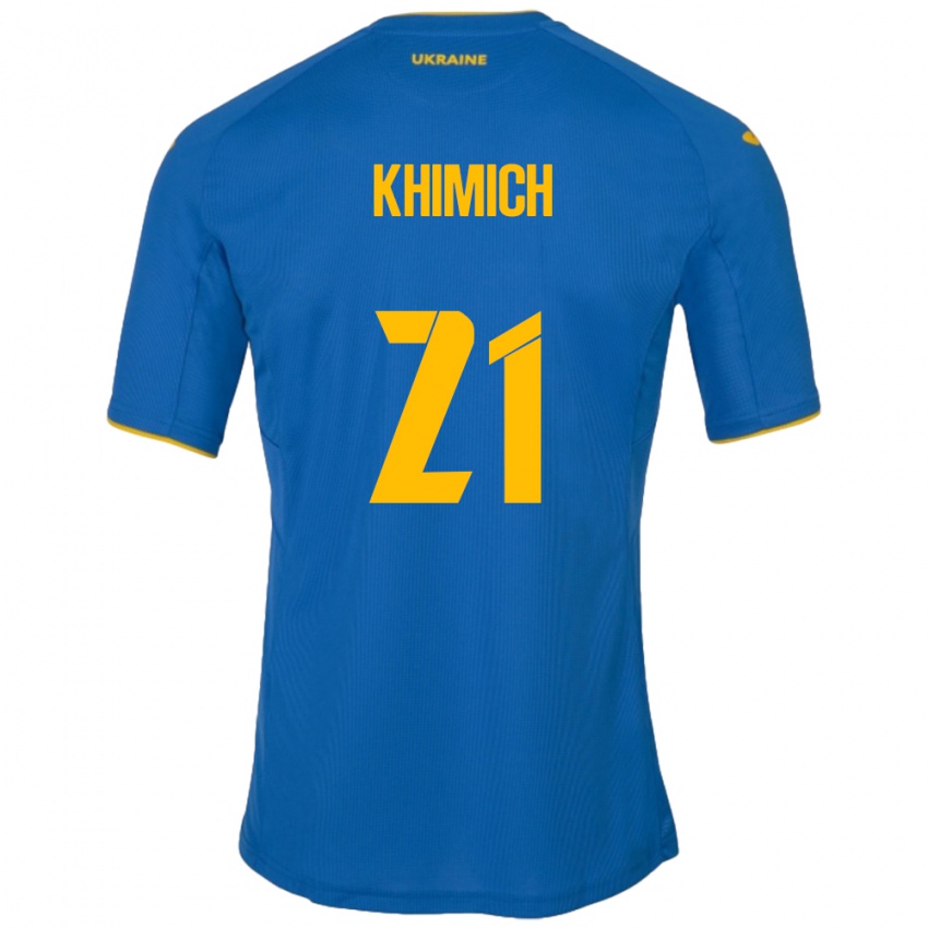 Dame Ukraina Tamila Khimich #21 Blå Bortetrøye Drakt Trøye 24-26 Skjorter T-Skjorte