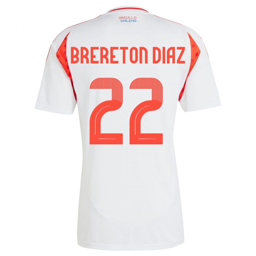 Dame Chile Ben Brereton Díaz #22 Hvit Bortetrøye Drakt Trøye 24-26 Skjorter T-Skjorte