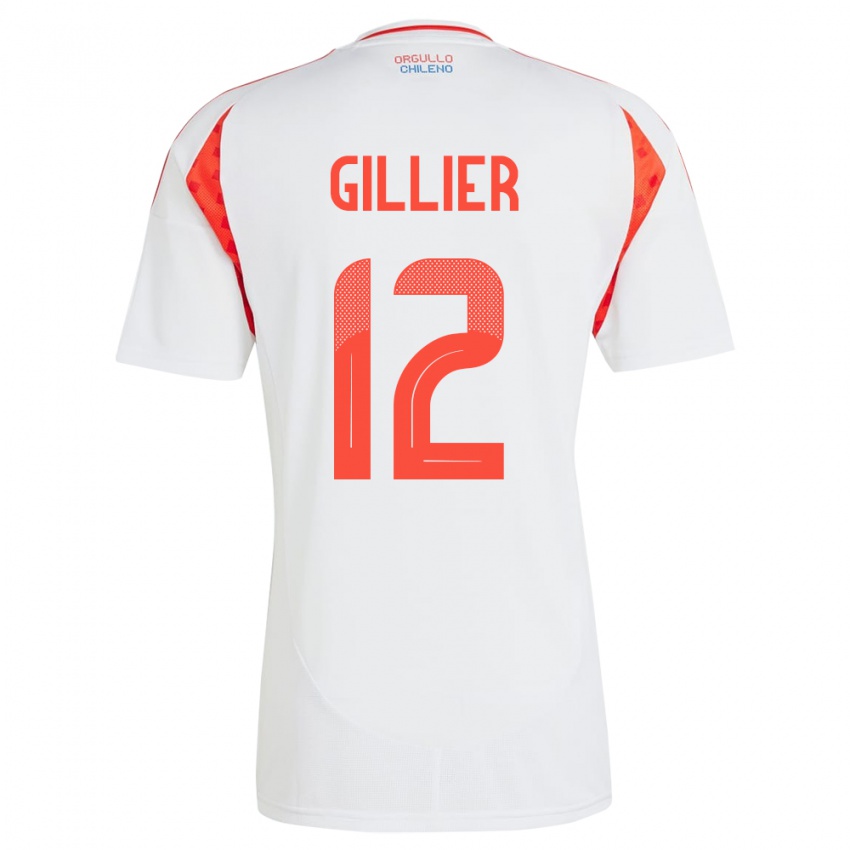 Dame Chile Thomas Gillier #12 Hvit Bortetrøye Drakt Trøye 24-26 Skjorter T-Skjorte