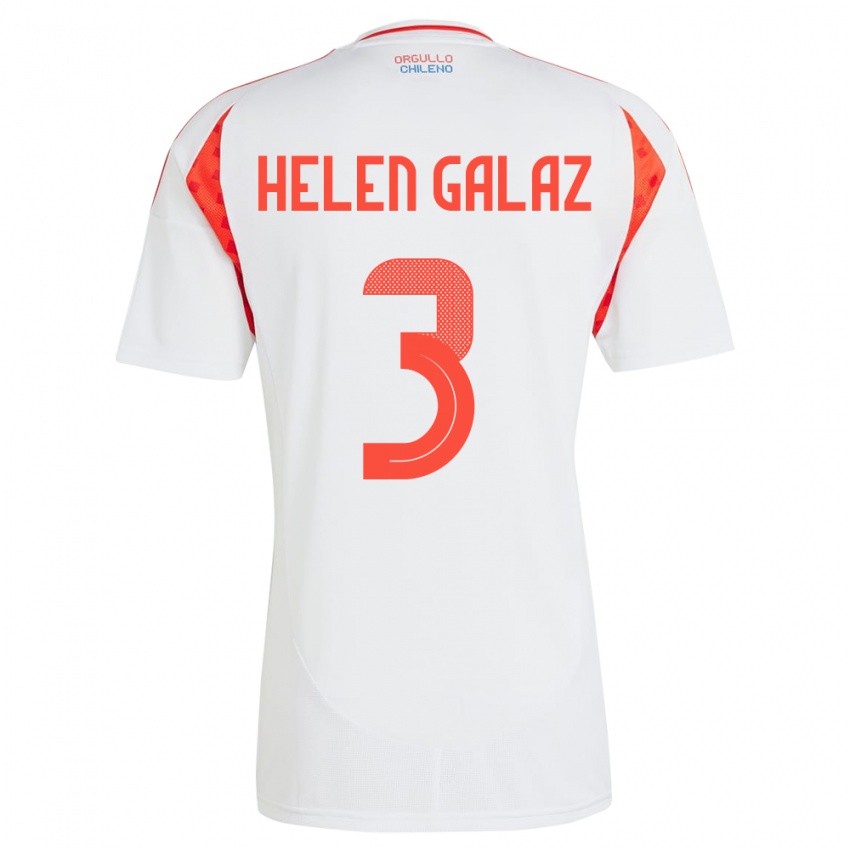 Dame Chile Su Helen Galaz #3 Hvit Bortetrøye Drakt Trøye 24-26 Skjorter T-Skjorte