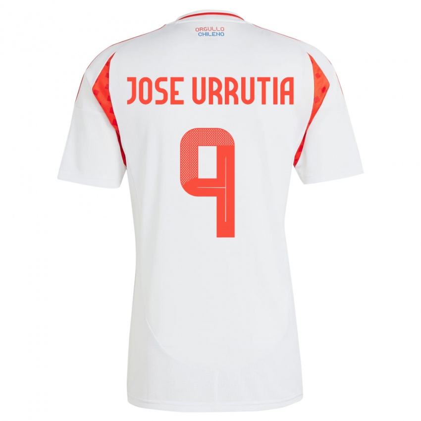 Dame Chile María José Urrutia #9 Hvit Bortetrøye Drakt Trøye 24-26 Skjorter T-Skjorte