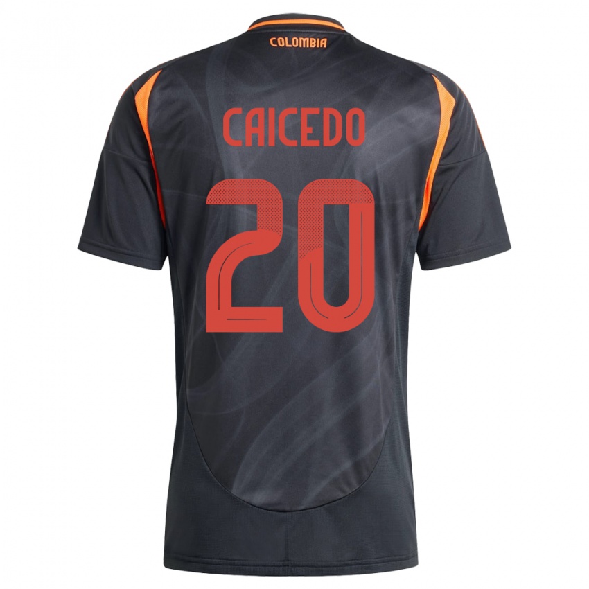 Dame Colombia Brayan Caicedo #20 Svart Bortetrøye Drakt Trøye 24-26 Skjorter T-Skjorte