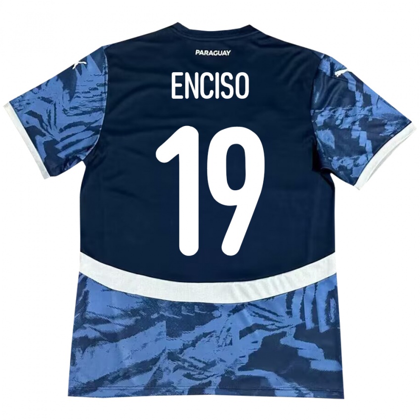 Dame Paraguay Julio Enciso #19 Blå Bortetrøye Drakt Trøye 24-26 Skjorter T-Skjorte