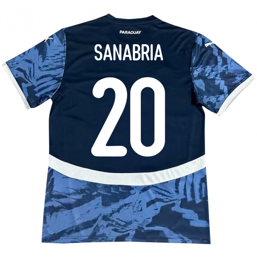 Dame Paraguay Tobías Sanabria #20 Blå Bortetrøye Drakt Trøye 24-26 Skjorter T-Skjorte