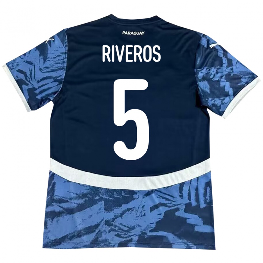 Dame Paraguay Verónica Riveros #5 Blå Bortetrøye Drakt Trøye 24-26 Skjorter T-Skjorte