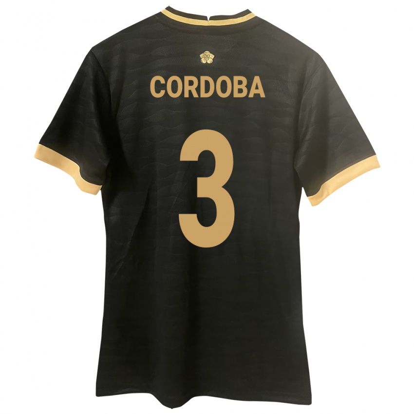 Dame Panama José Córdoba #3 Svart Bortetrøye Drakt Trøye 24-26 Skjorter T-Skjorte