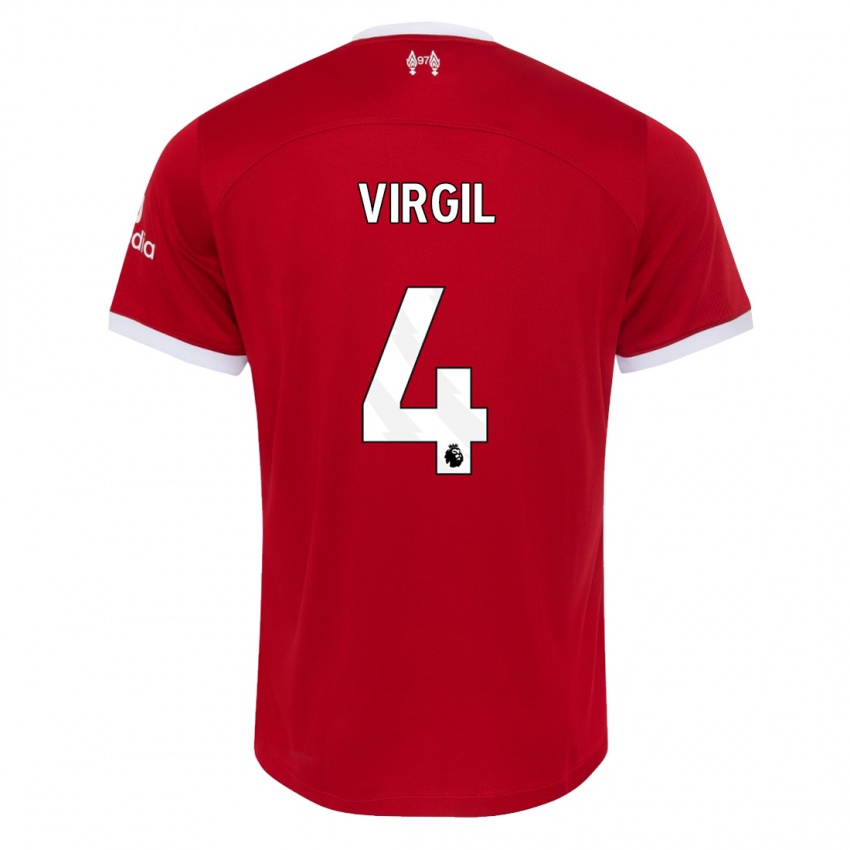 Barn Virgil Van Dijk #4 Rød Hjemmetrøye Drakt Trøye 2023/24 Skjorter T-Skjorte