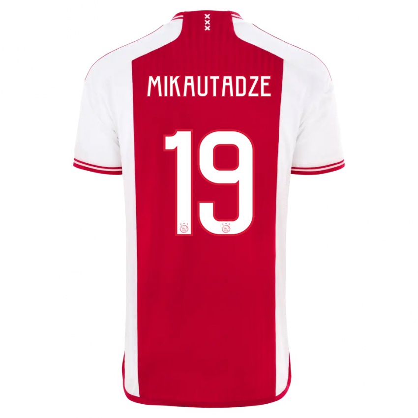 Barn Georges Mikautadze #19 Rød Hvit Hjemmetrøye Drakt Trøye 2023/24 Skjorter T-Skjorte