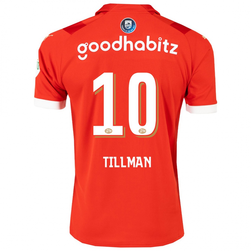 Barn Malik Tillman #10 Rød Hjemmetrøye Drakt Trøye 2023/24 Skjorter T-Skjorte