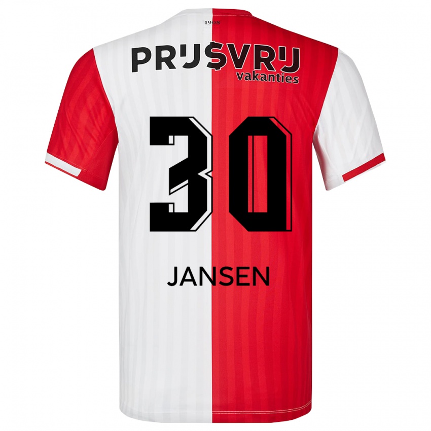 Barn Thijs Jansen #30 Rød Hvit Hjemmetrøye Drakt Trøye 2023/24 Skjorter T-Skjorte
