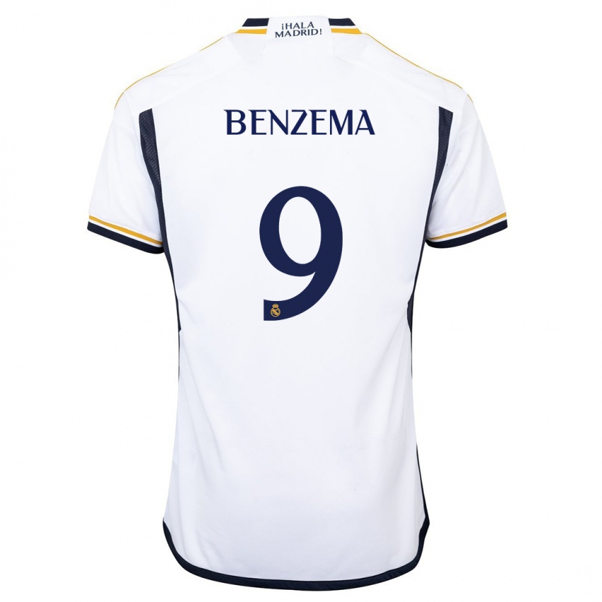 Barn Karim Benzema #9 Hvit Hjemmetrøye Drakt Trøye 2023/24 Skjorter T-Skjorte