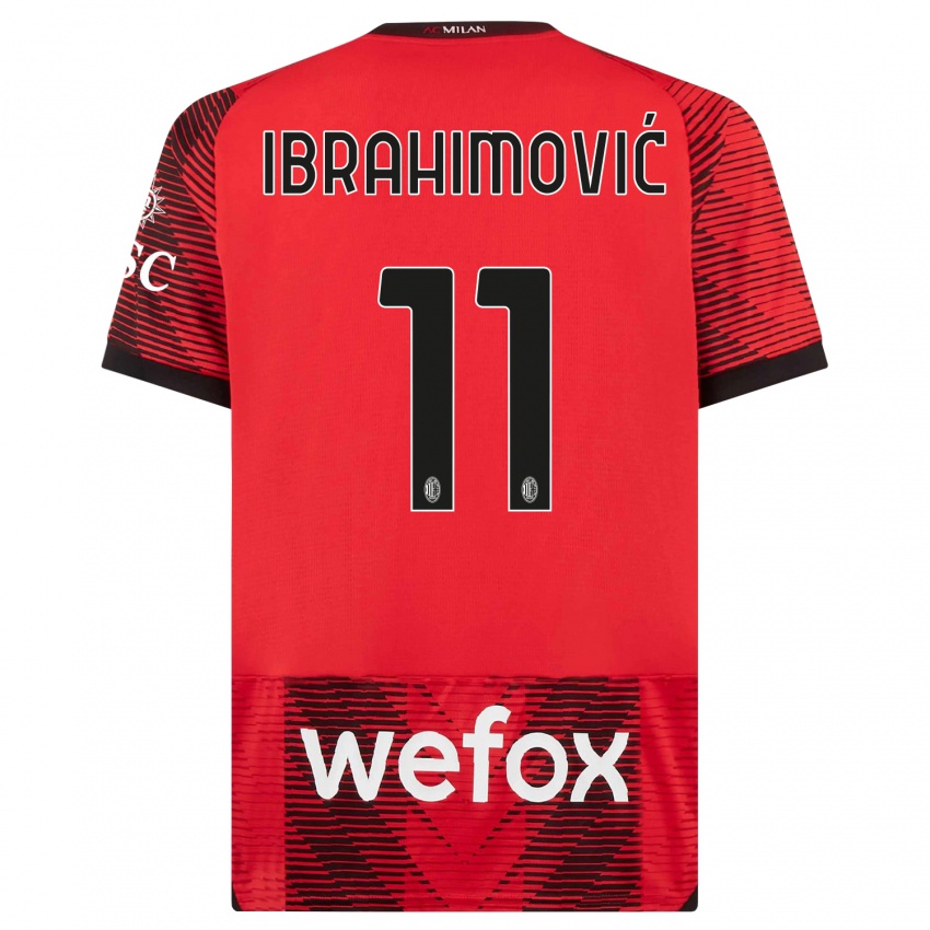 Barn Zlatan Ibrahimovic #11 Rød Svart Hjemmetrøye Drakt Trøye 2023/24 Skjorter T-Skjorte