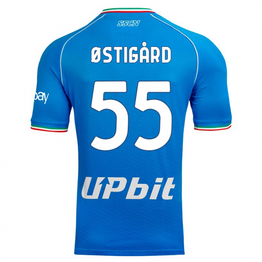 Barn Leo Ostigard #55 Himmelblå Hjemmetrøye Drakt Trøye 2023/24 Skjorter T-Skjorte