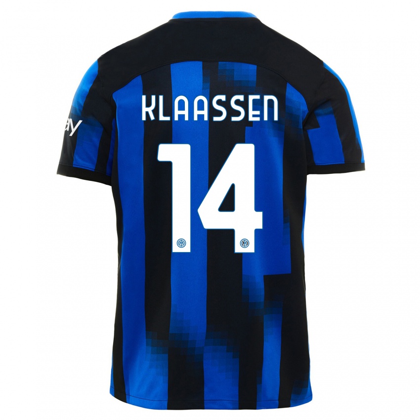Barn Davy Klaassen #14 Svart Blå Hjemmetrøye Drakt Trøye 2023/24 Skjorter T-Skjorte