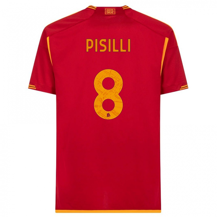 Barn Niccolo Pisilli #8 Rød Hjemmetrøye Drakt Trøye 2023/24 Skjorter T-Skjorte