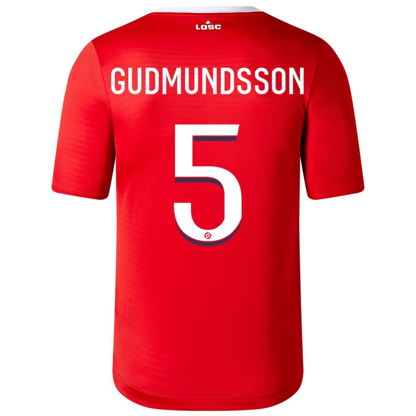 Barn Gabriel Gudmundsson #5 Rød Hjemmetrøye Drakt Trøye 2023/24 Skjorter T-Skjorte